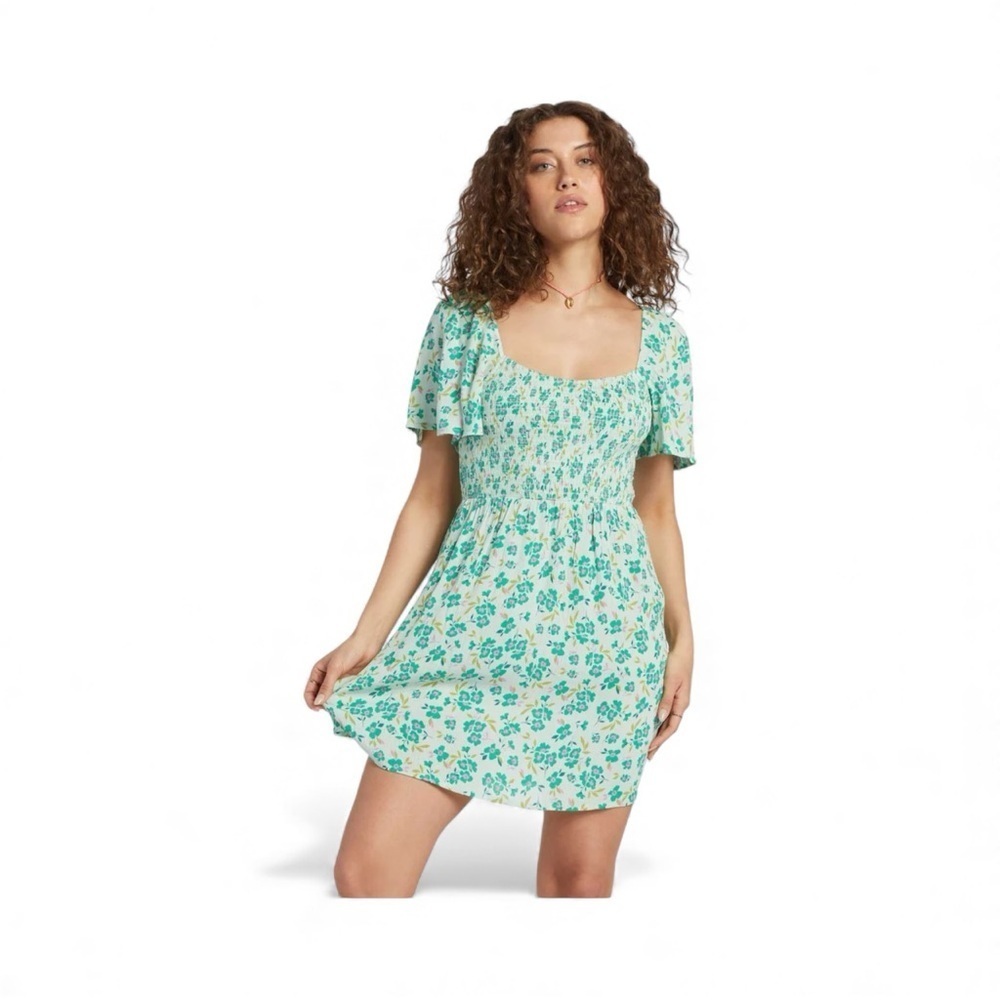 Billabong Floral Mini Dress - Green and Blue